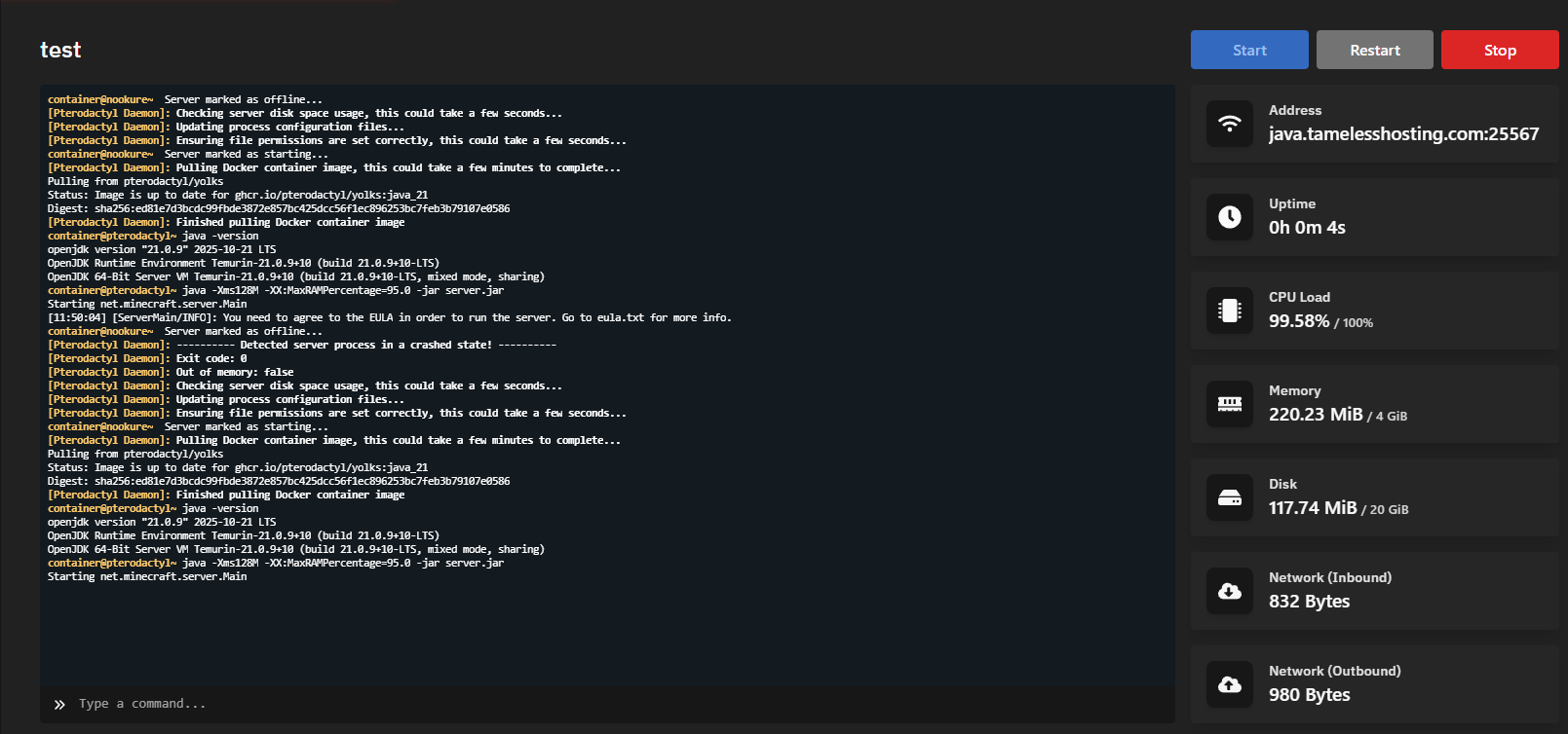 Pterodactyl Control Panel